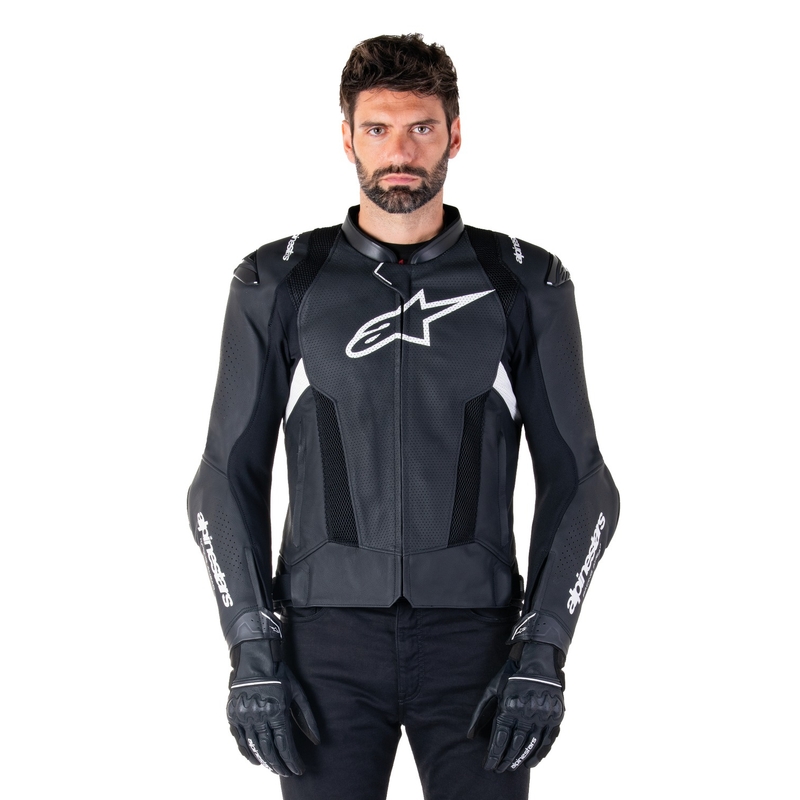 Kožená bunda na motorku Alpinestars Missile 3 Airflow černo-bílá
