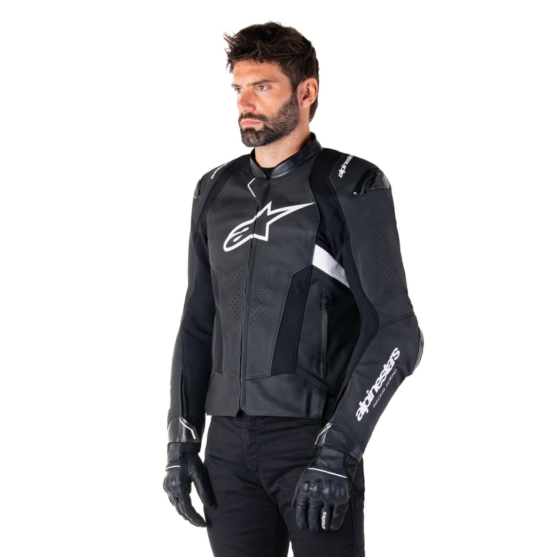 Kožená bunda na motorku Alpinestars Missile 3 Airflow černo-bílá