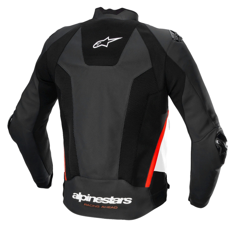 Kožená bunda na motorku Alpinestars Missile 3 Airflow černo-bílo-fluo červená