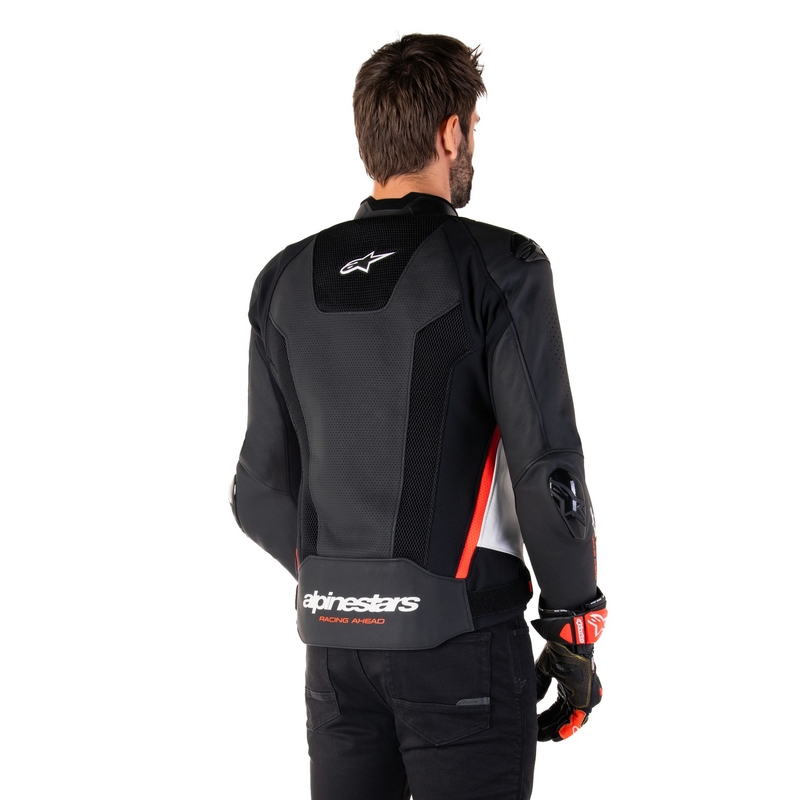 Kožená bunda na motorku Alpinestars Missile 3 Airflow černo-bílo-fluo červená