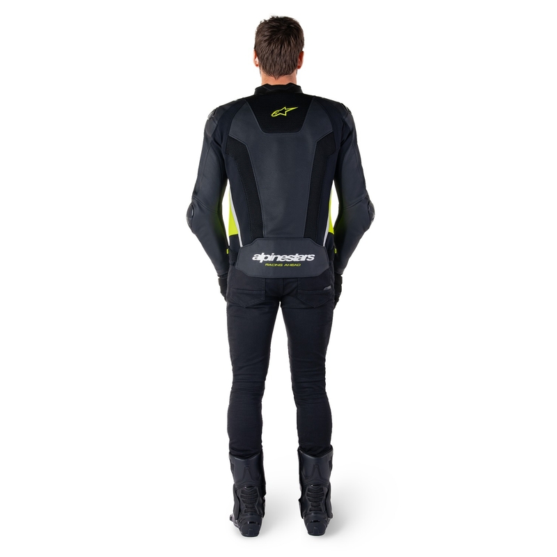 Kožená bunda na motorku Alpinestars Missile 3 Airflow černo-fluo žluto-bílá