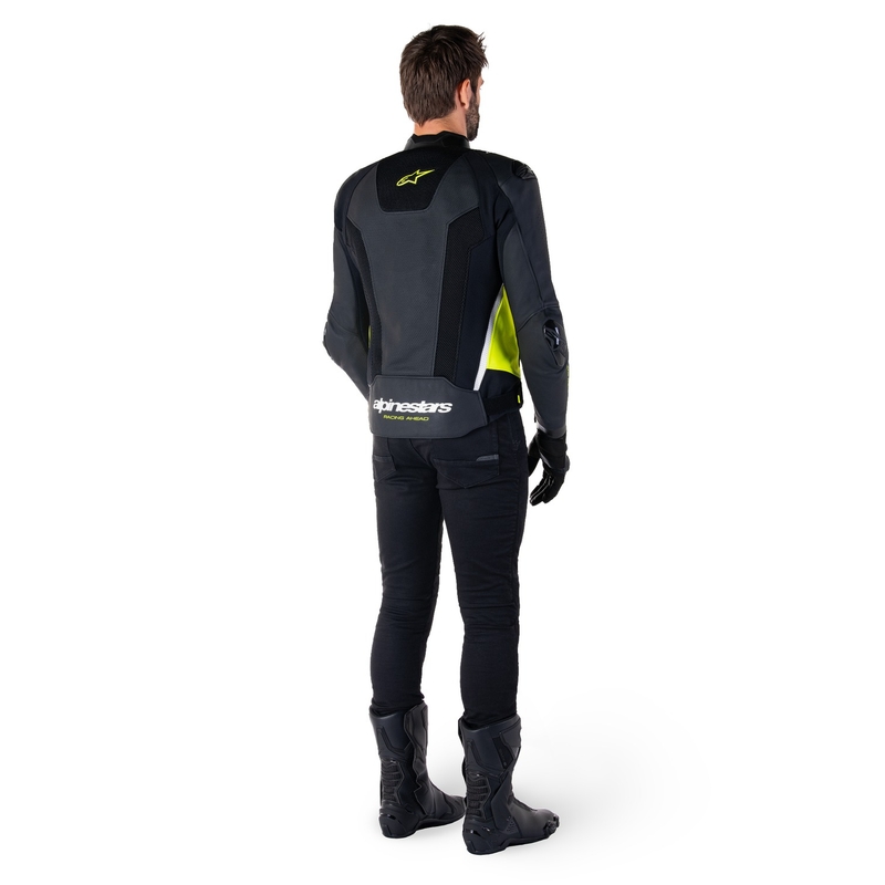 Kožená bunda na motorku Alpinestars Missile 3 Airflow černo-fluo žluto-bílá