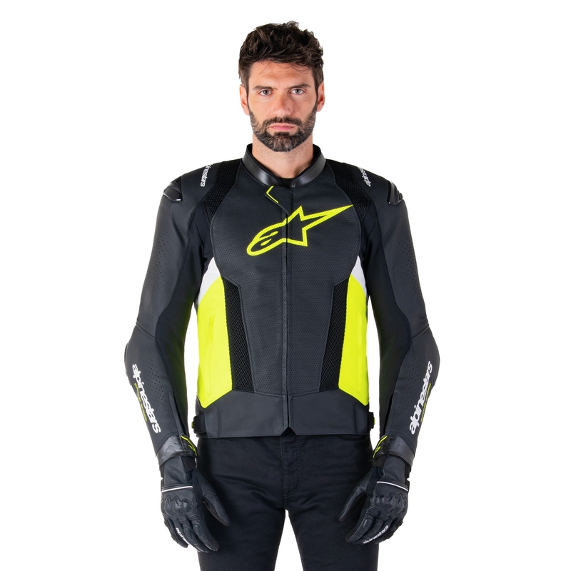 Kožená bunda na motorku Alpinestars Missile 3 Airflow černo-fluo žluto-bílá