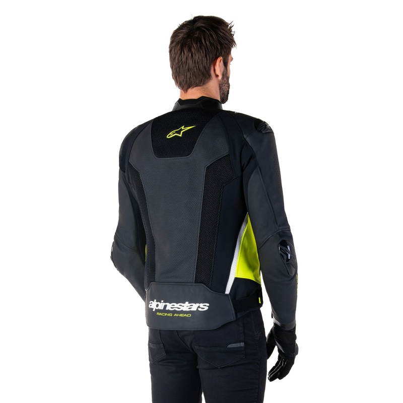 Kožená bunda na motorku Alpinestars Missile 3 Airflow černo-fluo žluto-bílá