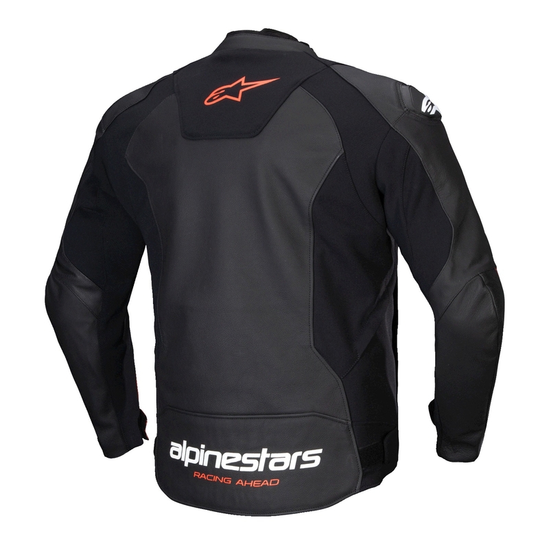 Kožená bunda na motorku Alpinestars Faster 3 černo-fluo červená
