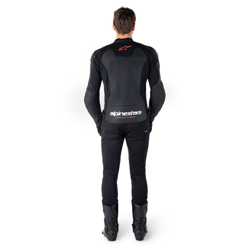 Kožená bunda na motorku Alpinestars Faster 3 černo-fluo červená