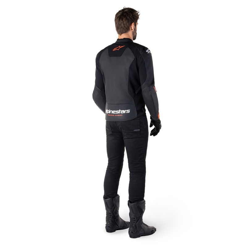 Kožená bunda na motorku Alpinestars Faster 3 černo-fluo červená