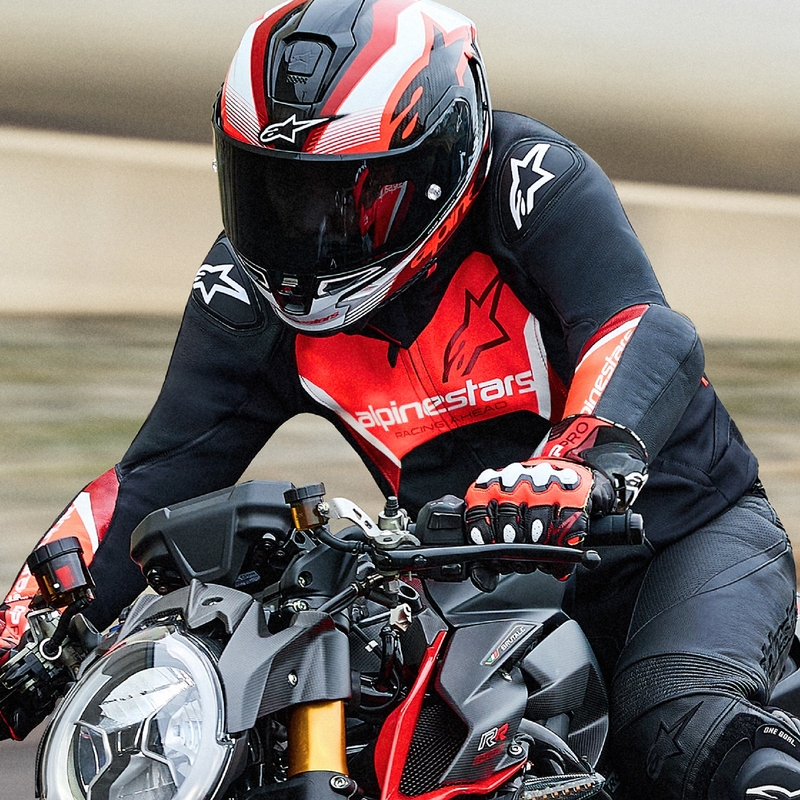 Kožená bunda na motorku Alpinestars Faster 3 černo-fluo červená