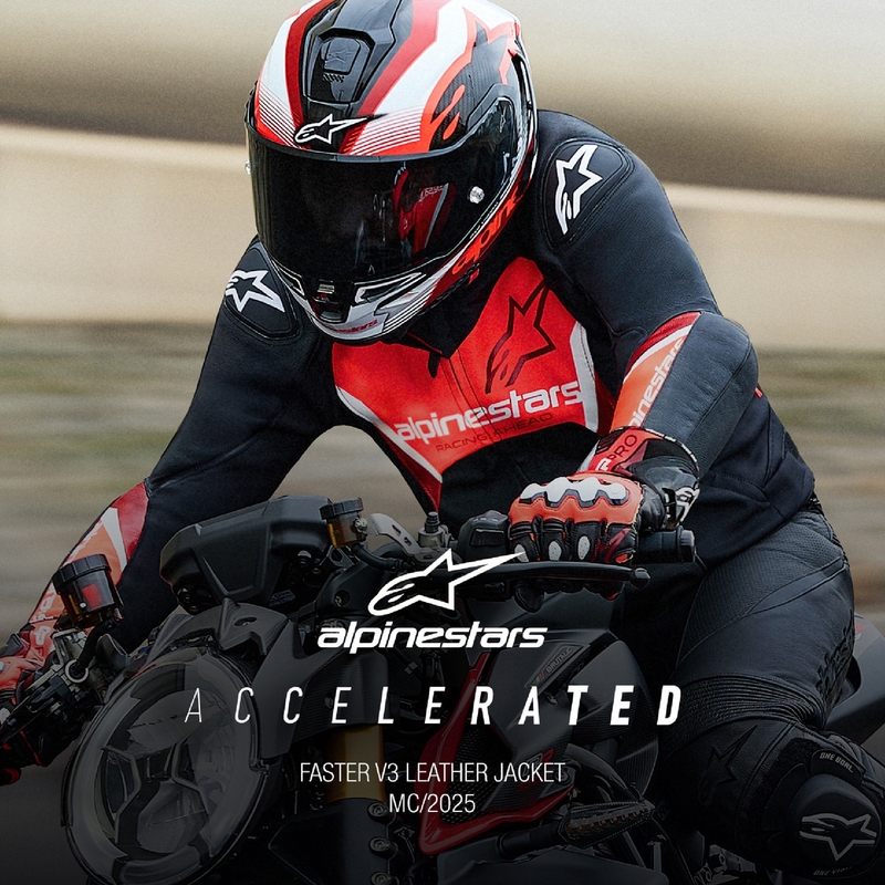 Kožená bunda na motorku Alpinestars Faster 3 černo-fluo červená
