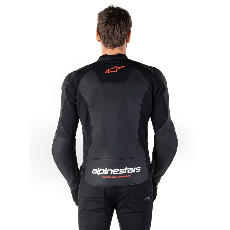 Kožená bunda na motorku Alpinestars Faster 3 černo-fluo červená