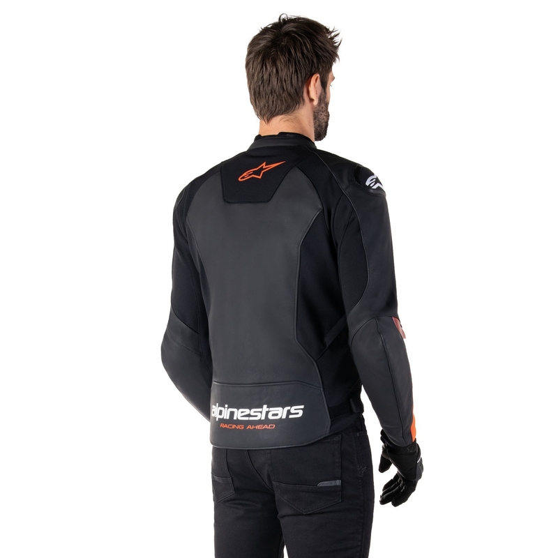 Kožená bunda na motorku Alpinestars Faster 3 černo-fluo červená