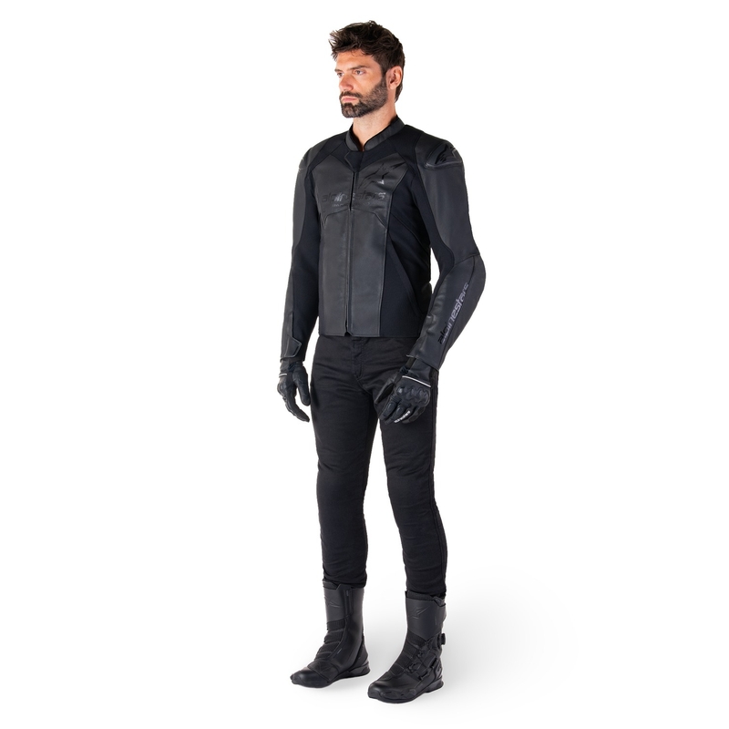 Kožená bunda na motorku Alpinestars Faster 3 černo-černá