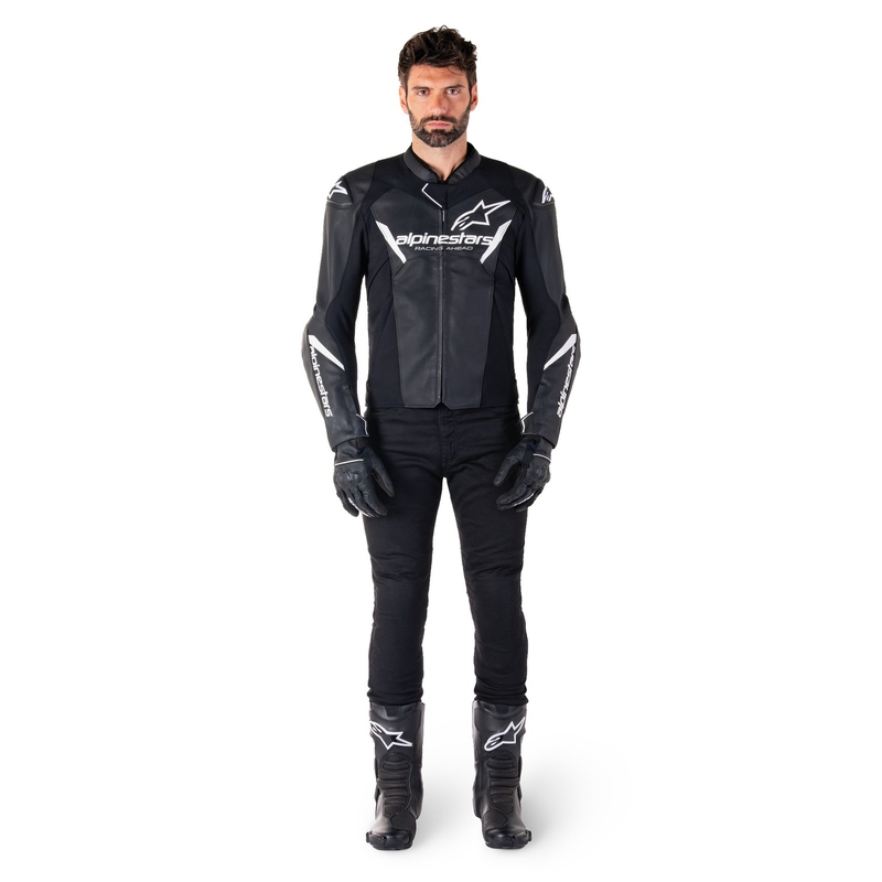 Kožená bunda na motorku Alpinestars Faster 3 černo-bílá