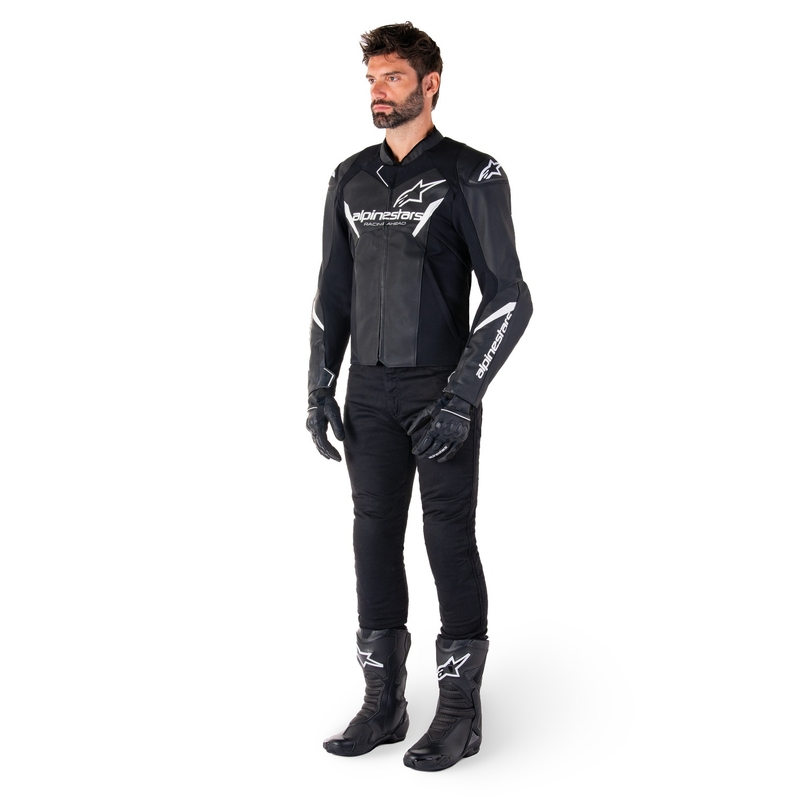 Kožená bunda na motorku Alpinestars Faster 3 černo-bílá