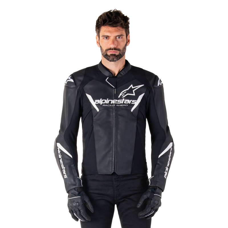 Kožená bunda na motorku Alpinestars Faster 3 černo-bílá