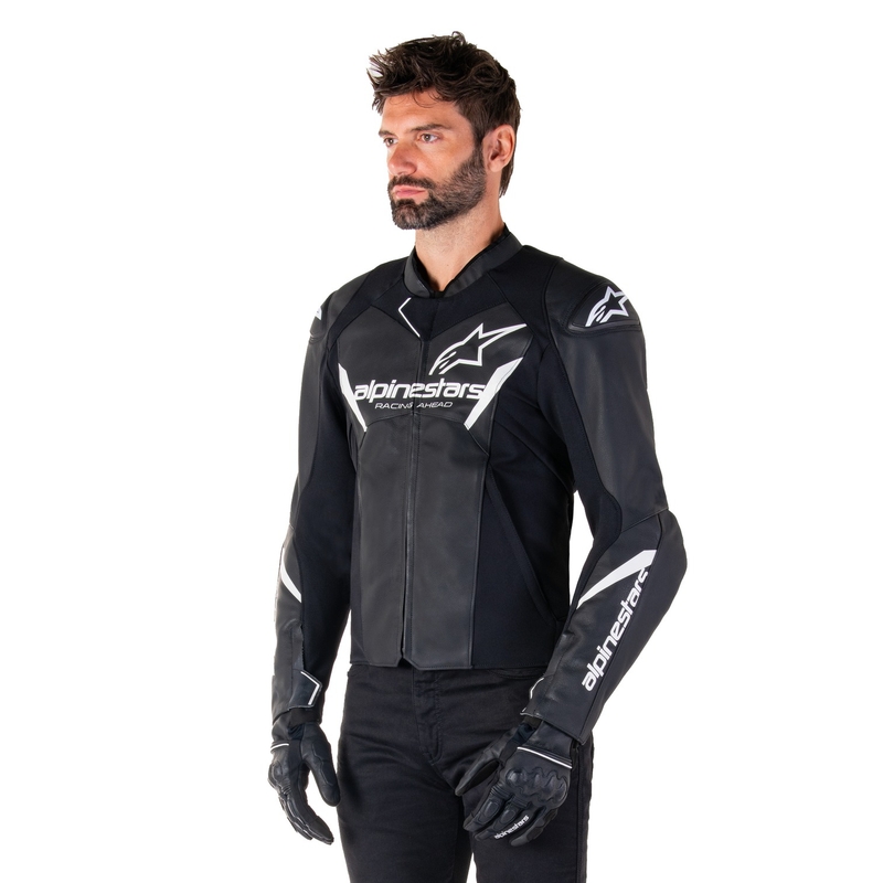 Kožená bunda na motorku Alpinestars Faster 3 černo-bílá