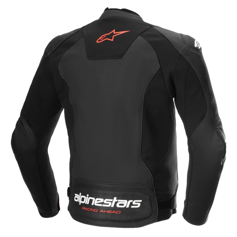 Kožená bunda na motorku Alpinestars Faster 3 Airflow černo-fluo červená