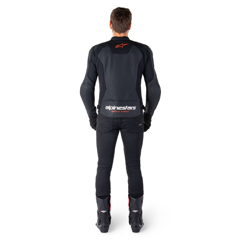 Kožená bunda na motorku Alpinestars Faster 3 Airflow černo-fluo červená