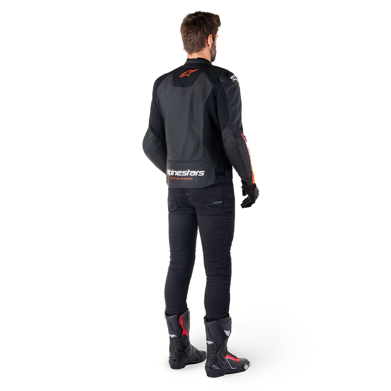 Kožená bunda na motorku Alpinestars Faster 3 Airflow černo-fluo červená