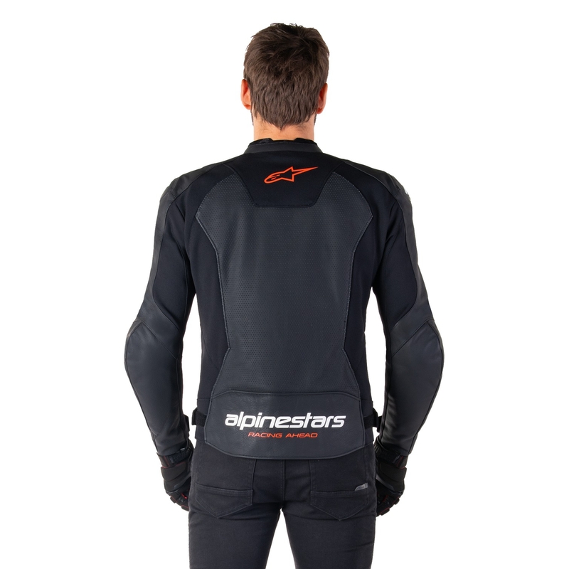 Kožená bunda na motorku Alpinestars Faster 3 Airflow černo-fluo červená
