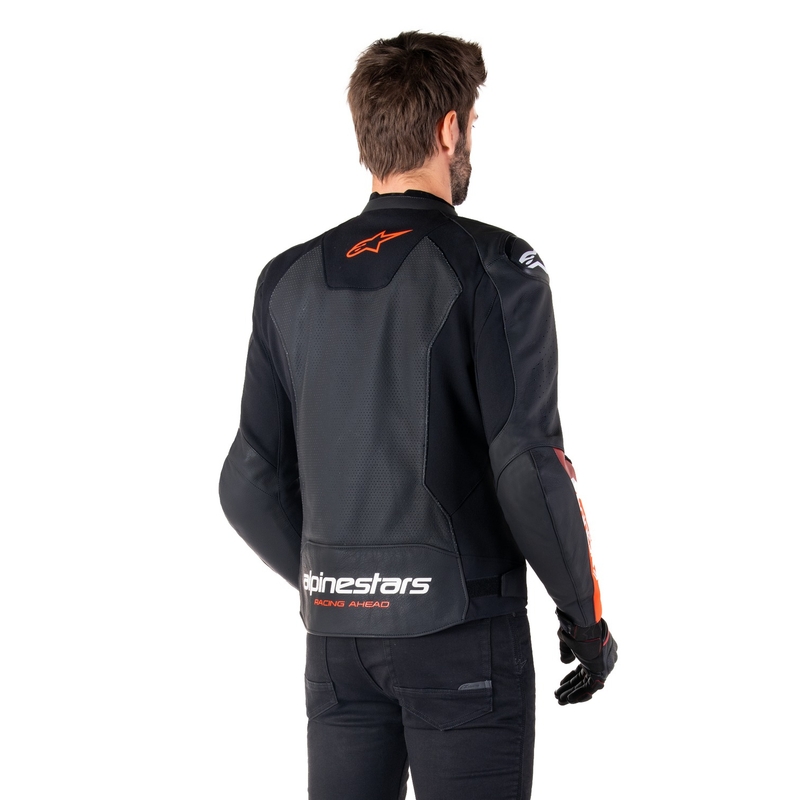 Kožená bunda na motorku Alpinestars Faster 3 Airflow černo-fluo červená