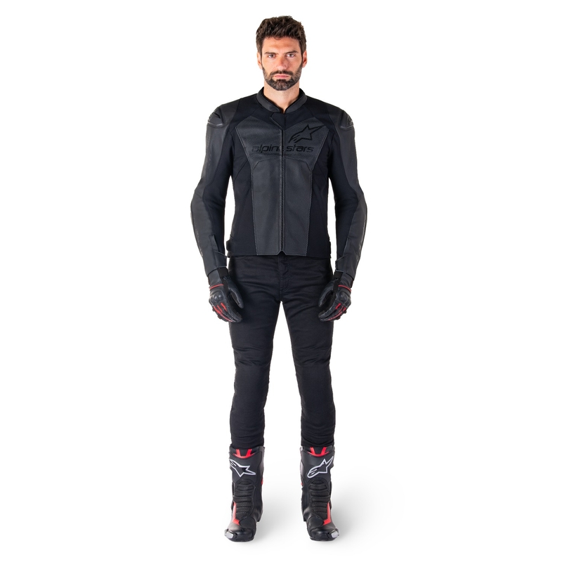 Kožená bunda na motorku Alpinestars Faster 3 Airflow černo-černá
