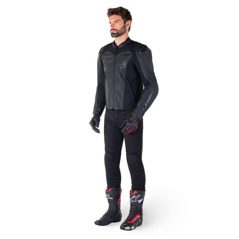 Kožená bunda na motorku Alpinestars Faster 3 Airflow černo-černá
