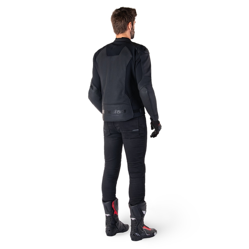 Kožená bunda na motorku Alpinestars Faster 3 Airflow černo-černá