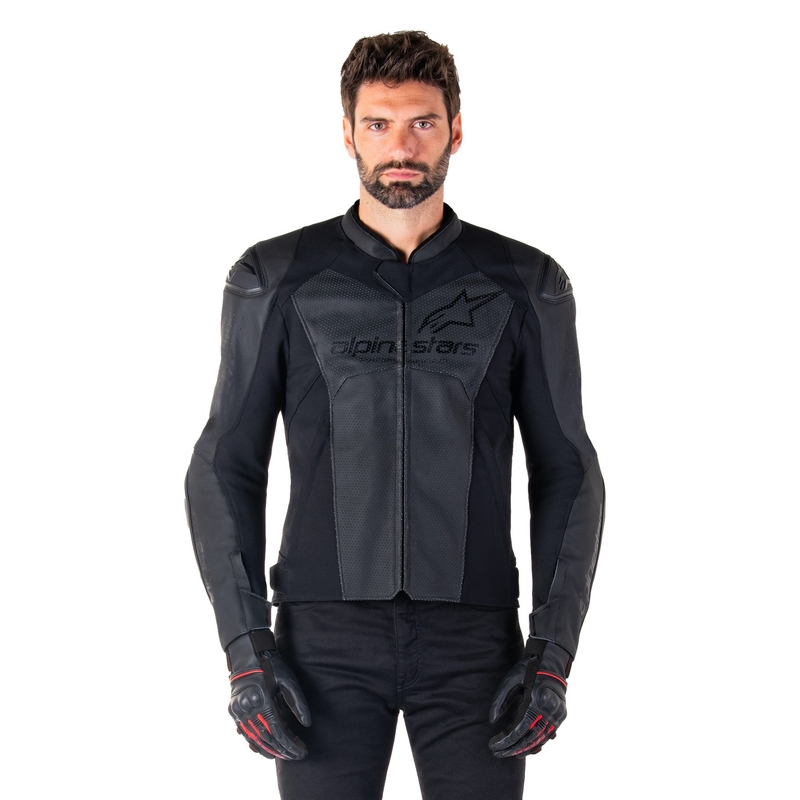 Kožená bunda na motorku Alpinestars Faster 3 Airflow černo-černá