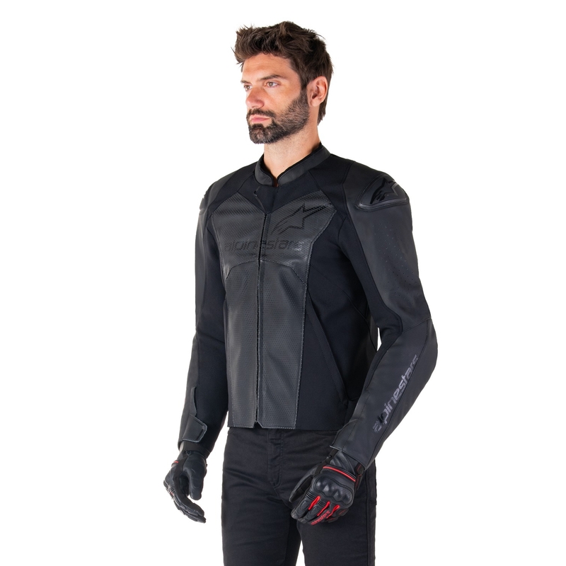 Kožená bunda na motorku Alpinestars Faster 3 Airflow černo-černá