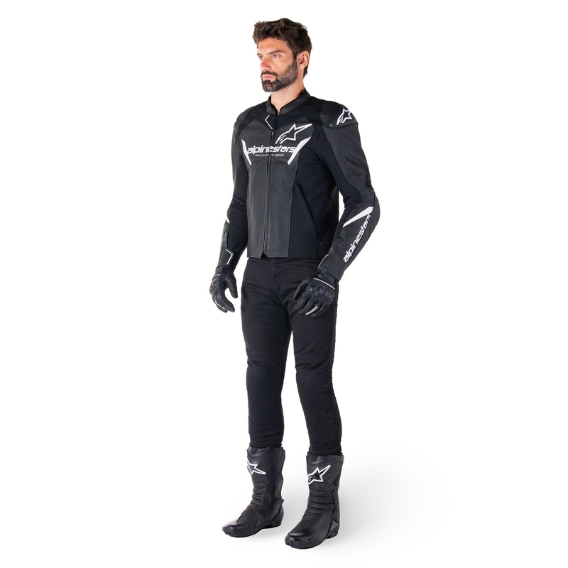 Kožená bunda na motorku Alpinestars Faster 3 Airflow černo-bílá