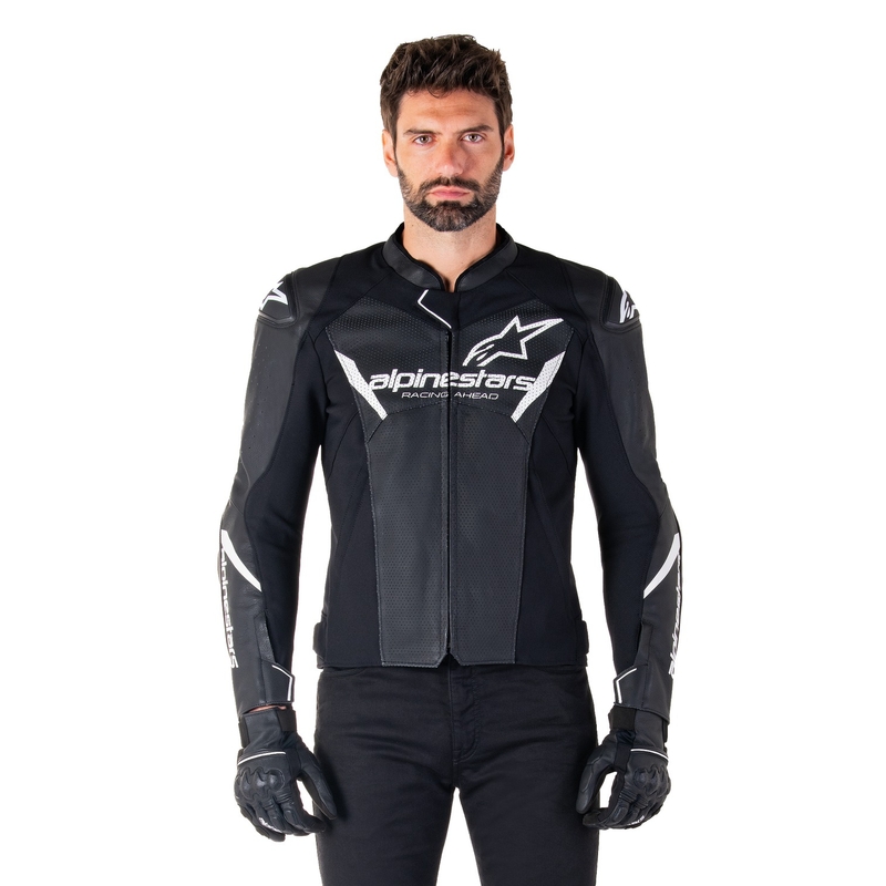 Kožená bunda na motorku Alpinestars Faster 3 Airflow černo-bílá