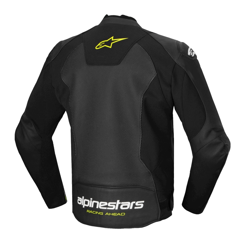 Kožená bunda na motorku Alpinestars Faster 3 Airflow černo-bílo-fluo žlutá