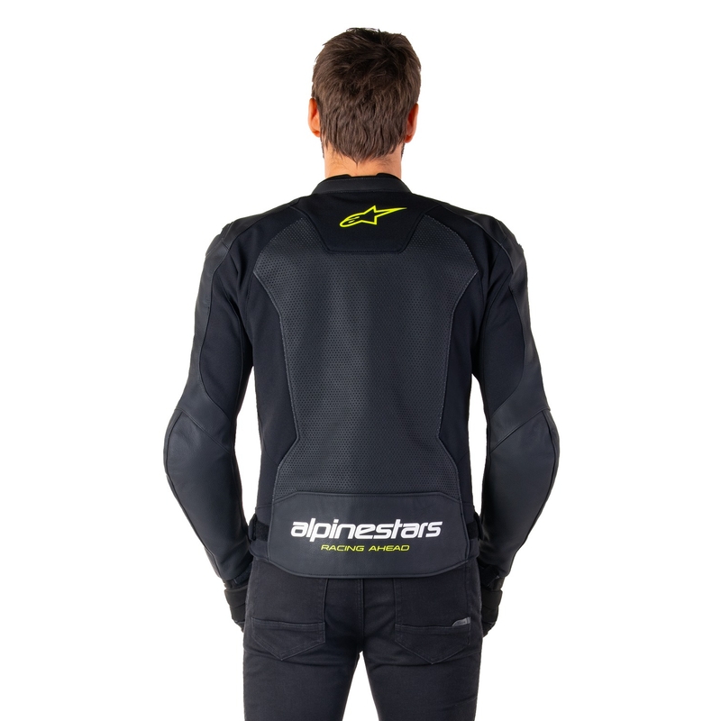 Kožená bunda na motorku Alpinestars Faster 3 Airflow černo-bílo-fluo žlutá