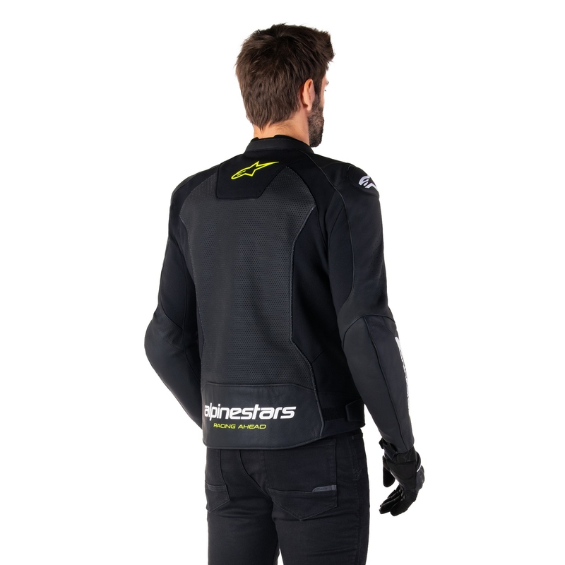 Kožená bunda na motorku Alpinestars Faster 3 Airflow černo-bílo-fluo žlutá