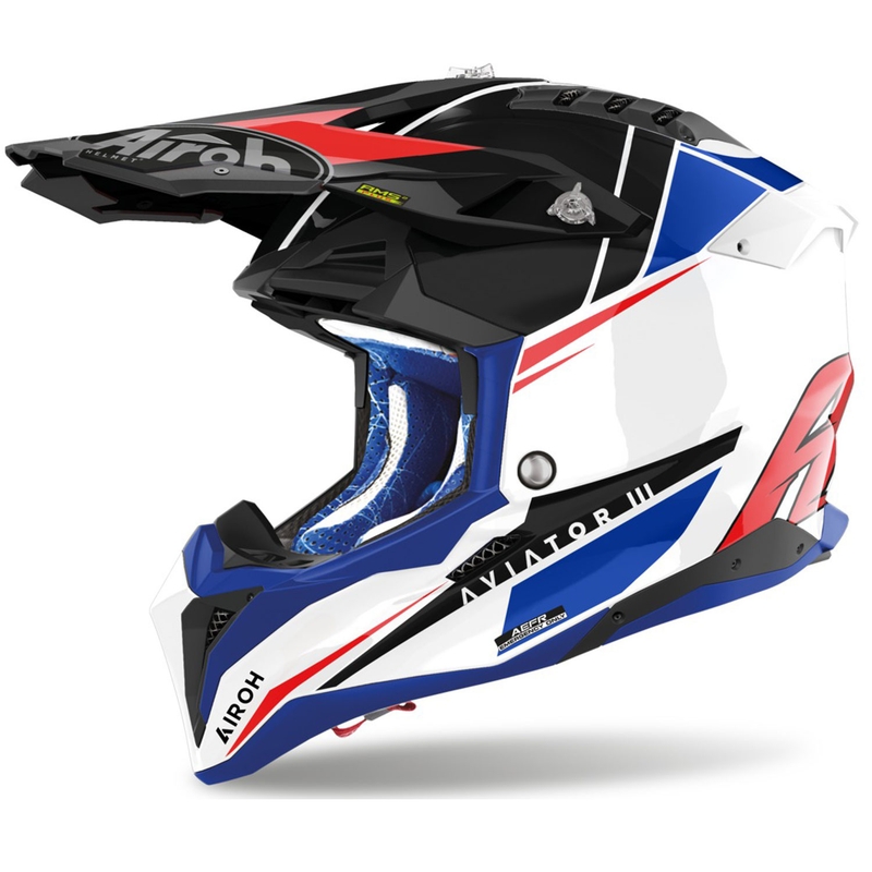 Motokrosová helma Airoh Aviator 3.0 Push modro-červená