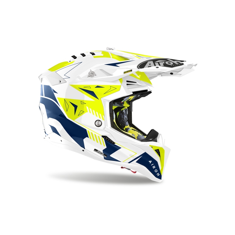 Motokrosová helma Airoh Aviator 3 Spin žluto-modrá