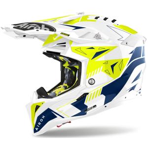 Motokrosová helma Airoh Aviator 3 Spin žluto-modrá