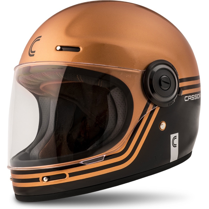 Integrální přilba na motorku Cassida Fibre Super Hooligan černo-měděná výprodej