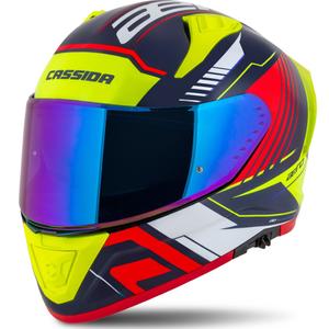 Integrální helma na motorku Cassida Aero Drome perleťově modro-žluto-oranžovo-červeno-bílá