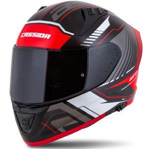 Integrální helma na motorku Cassida Aero Drome černo-červeno-bílo-šedá