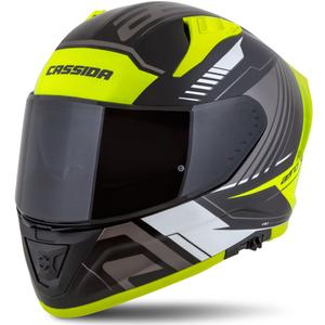Integrální helma na motorku Cassida Aero Drome černo-fluo žluto-bílo-šedá