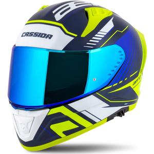 Integrální helma na motorku Cassida Aero Drome modro-fluo žluto-světle modro-bílá