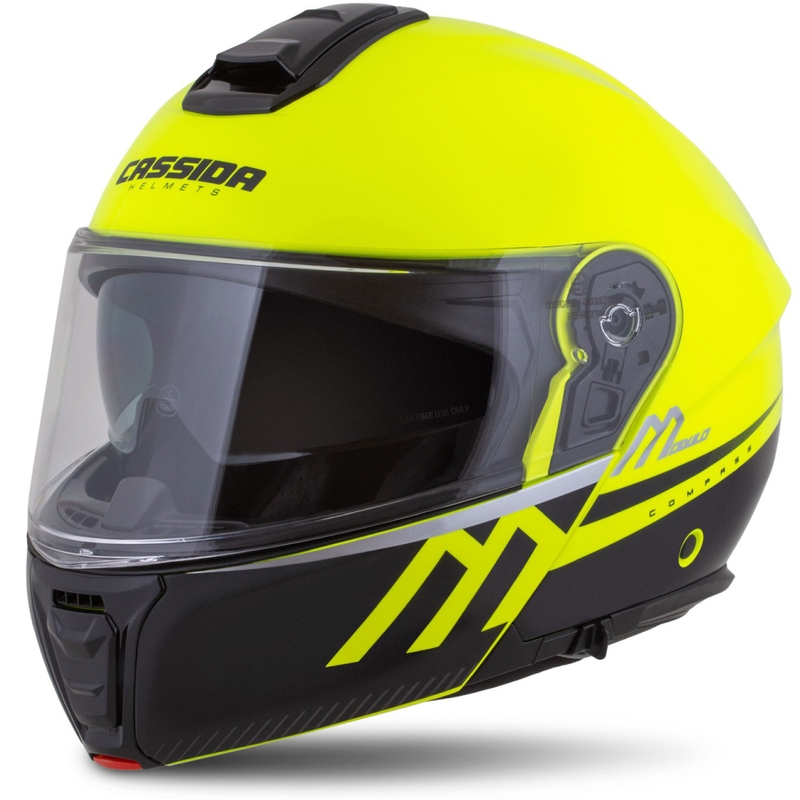 Výklopná helma na motorku Cassida Modulo 2.1 Compass fluo žluto-černo-stříbrno-červená