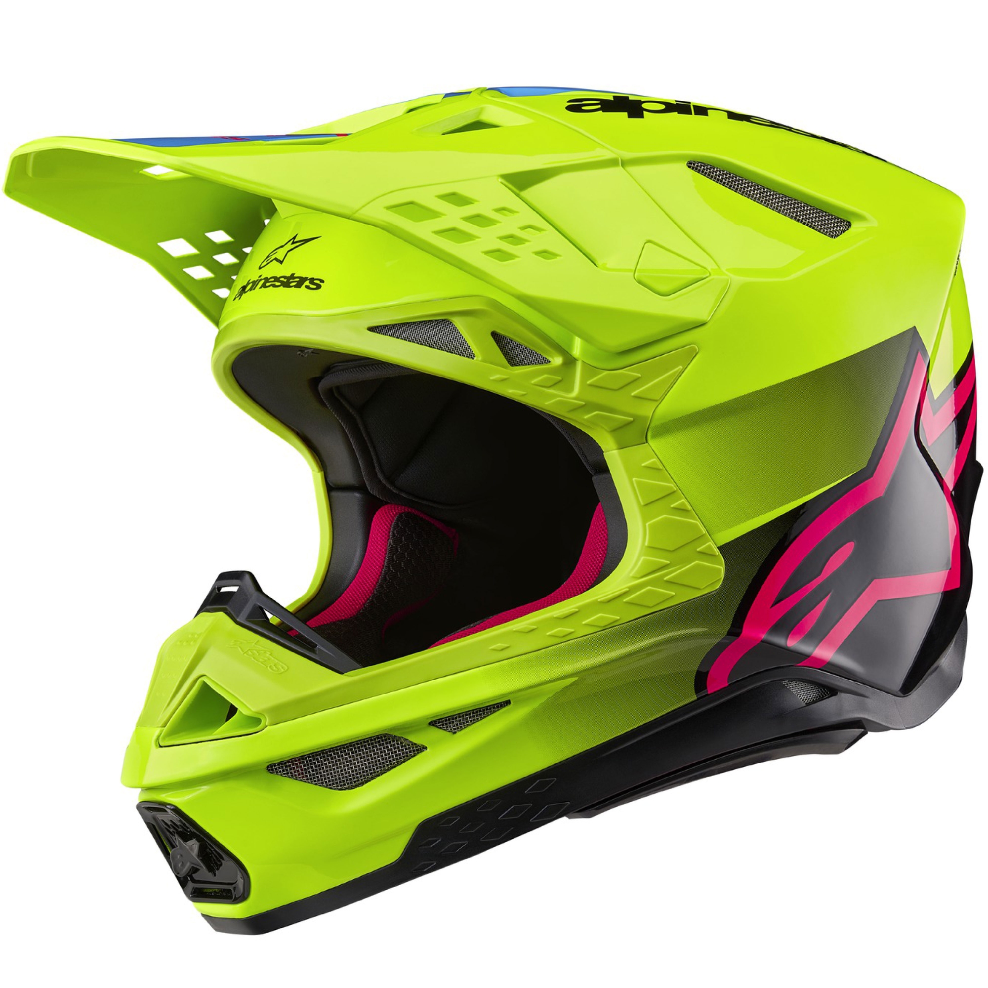 Motokrosová helma Alpinestars Supertech S-M10 Unite fluo žluto-černo-růžová Velikost: XS