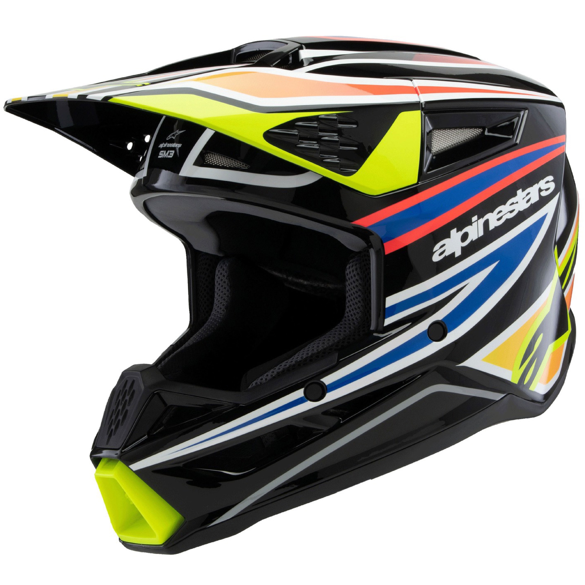 Dětská motokrosová přilba Alpinestars S-M3 WURX černo-fluo žluto-modro-červená Velikost: S