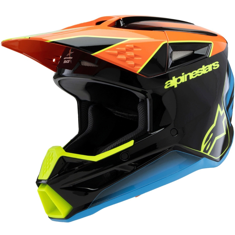 Dětská motokrosová přilba Alpinestars S-M3 FRAY černo-fluo oranžovo-fluo žluto-tyrkysová