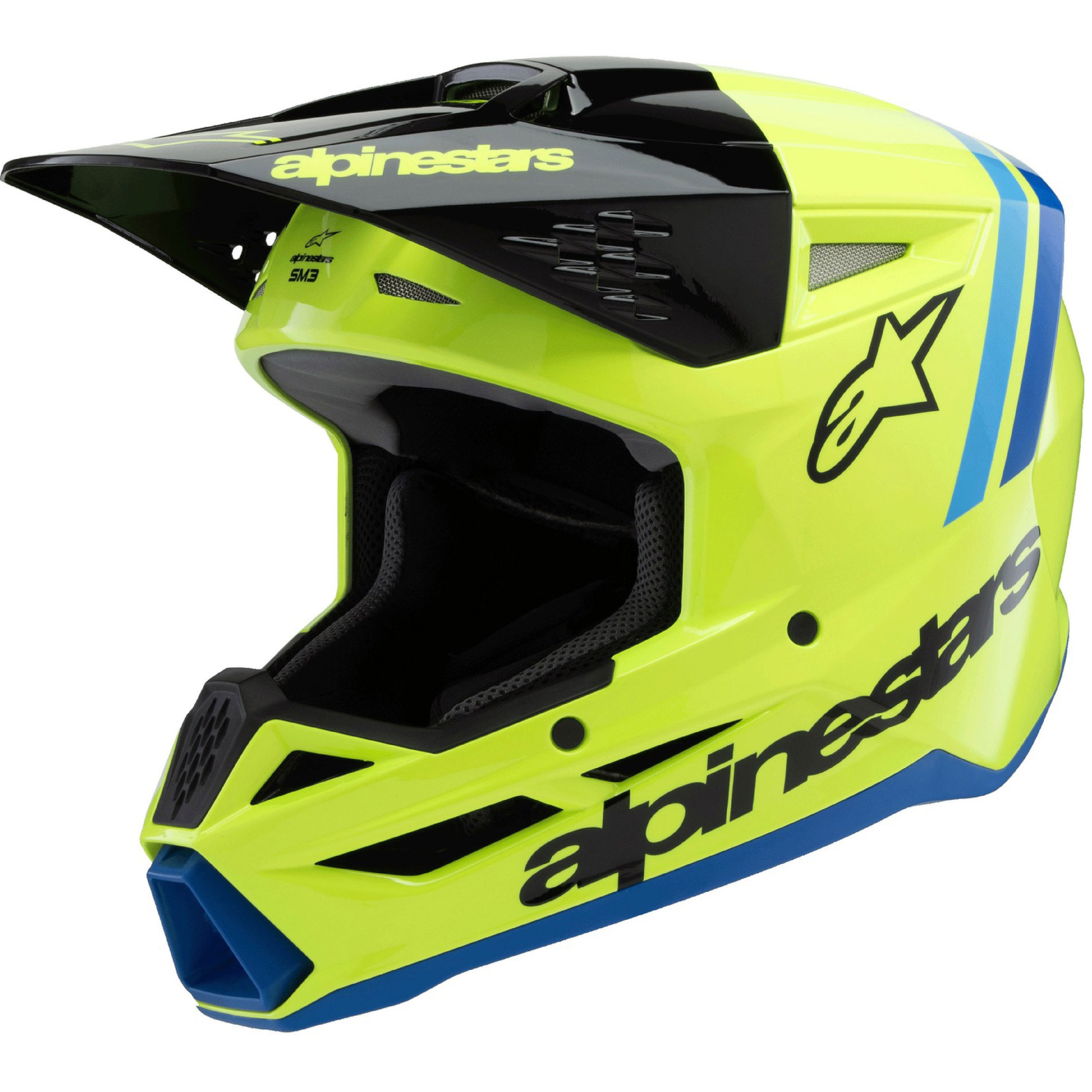 Dětská motokrosová přilba Alpinestars S-M3 RADIUM fluo žluto-černo-modrá Velikost: S