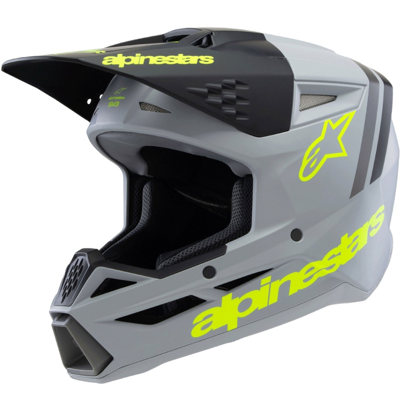 Dětská motokrosová přilba Alpinestars S-M3 RADIUM mat šedo-fluo žluto-černá