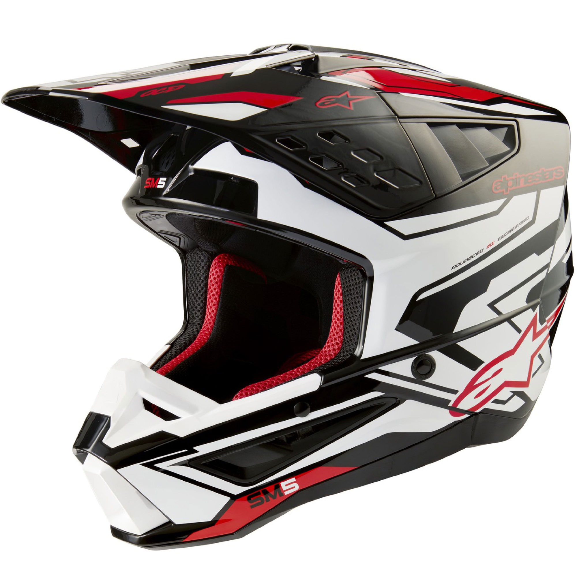 Motokrosová helma Alpinestars S-M5 Action 2 černo-bílo-fluo červená Velikost: L